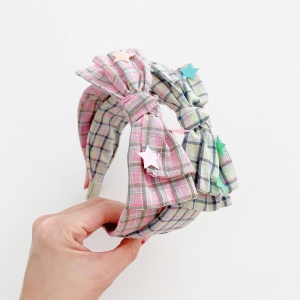 Girl Hairband Bow Plaid Wide (GHB9449)